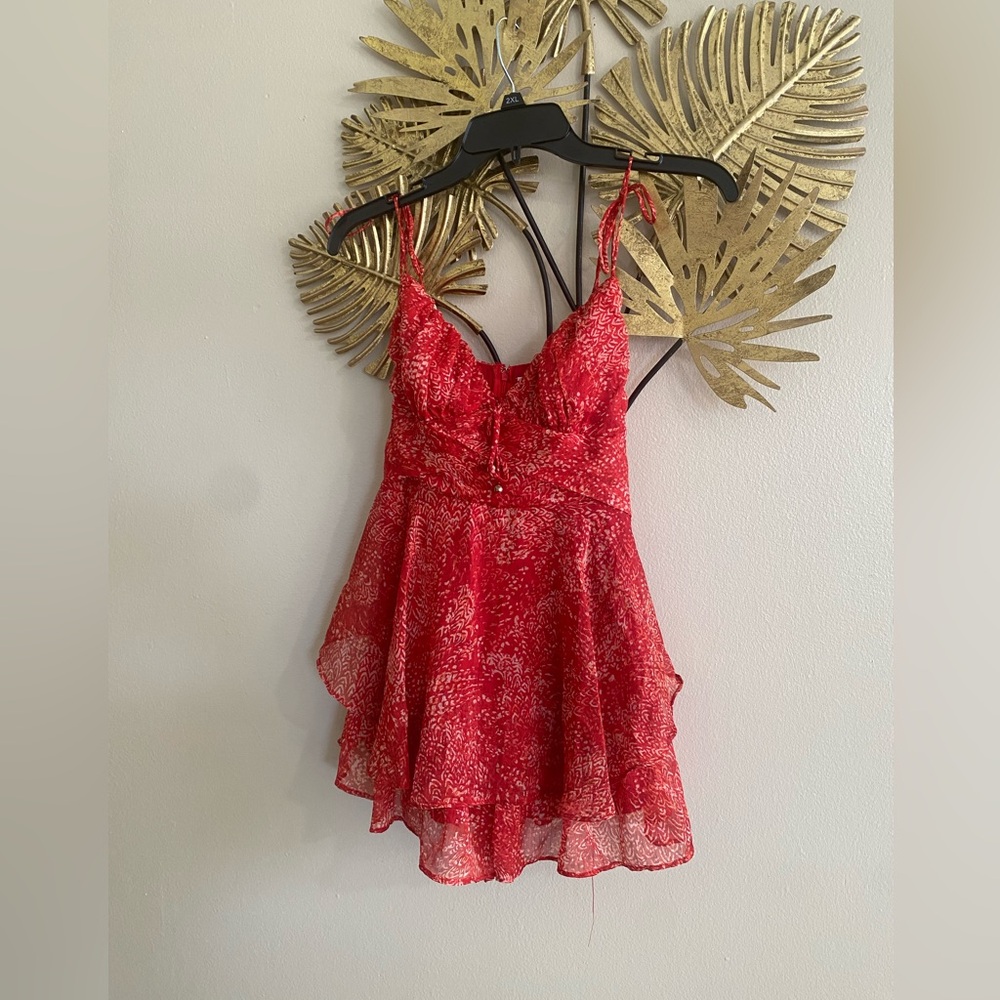 Red Floral Kids Casual Dress